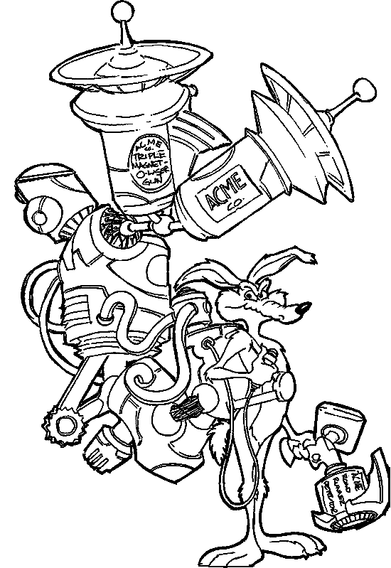 coloriage coyote et sa fusee